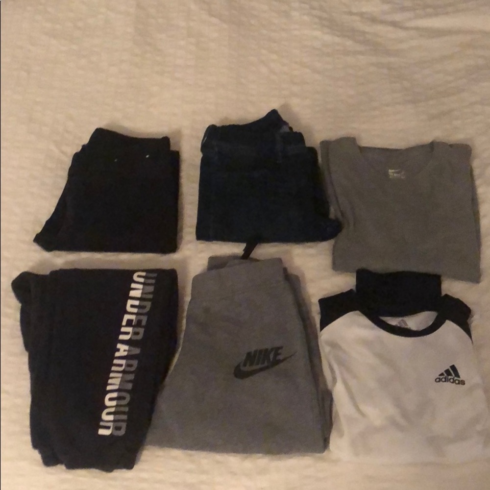 Girl size 11: 2 shirts  2, jeans  2,sweat pants